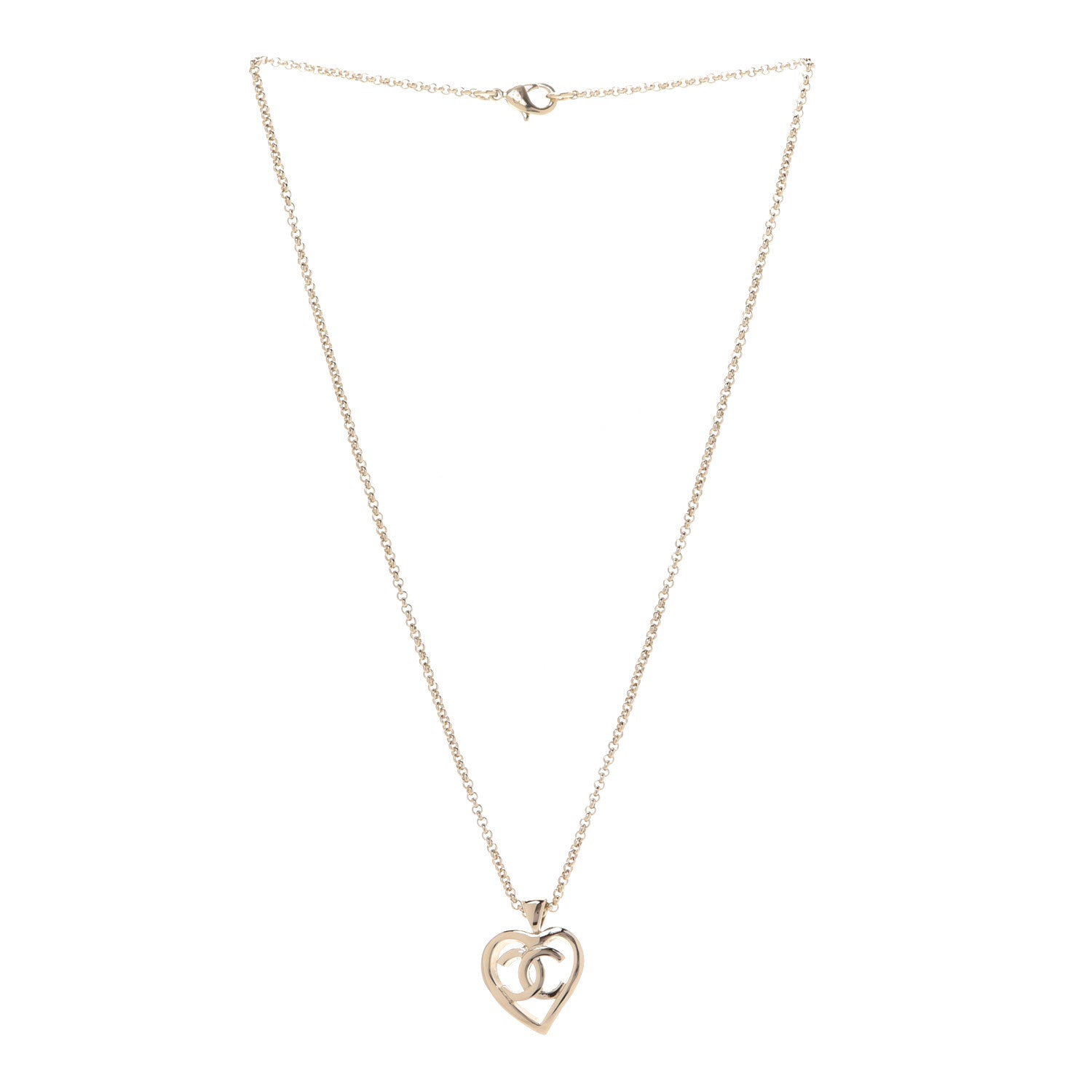 Chanel CC Heart Chain Pendant Necklace Gold 3 of 6