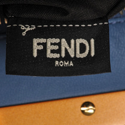Fendi Vitello Seta Shiny Nappa Medium Peekaboo Iconic Satchel Carbone Blue 8 of 9
