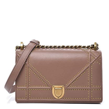 Christian Dior Calfskin Studded Small Diorama Flap Bag Taupe 1 of 8