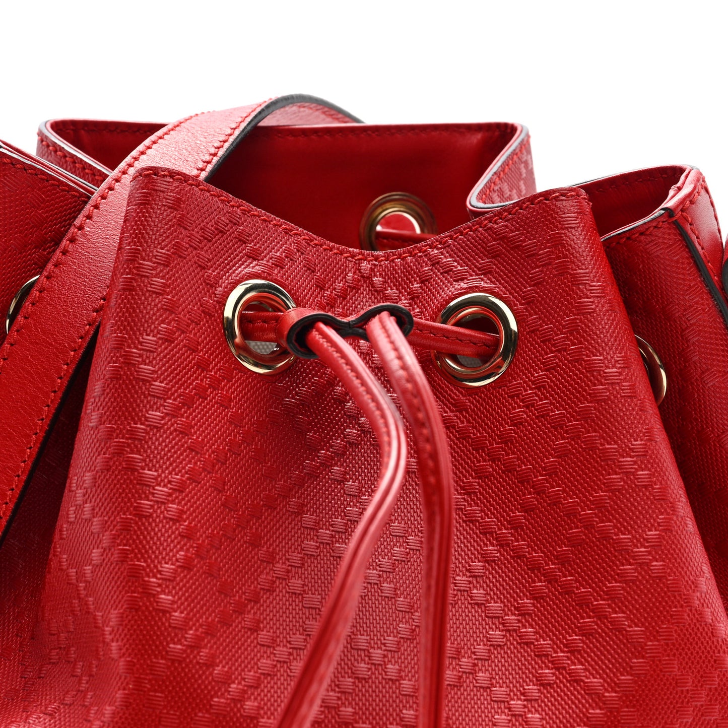 Hilary Lux GG Monogram Embossed Studded Small Bucket Bag Tobasco