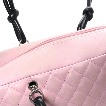 Chanel Calfskin Quilted Large Cambon Bowler Pink Black 11 of 12