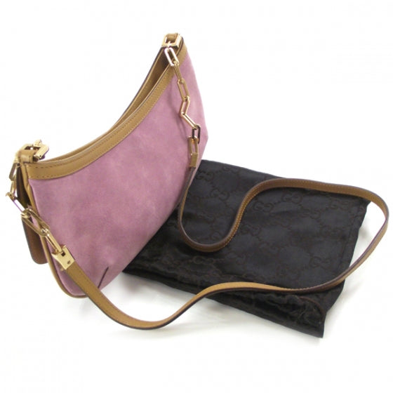 Suede Tiger Charm Shoulder Bag Pink