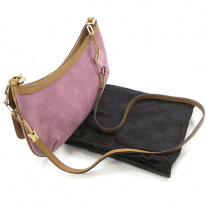 Gucci Suede Tiger Charm Shoulder Bag Pink 3 of 11