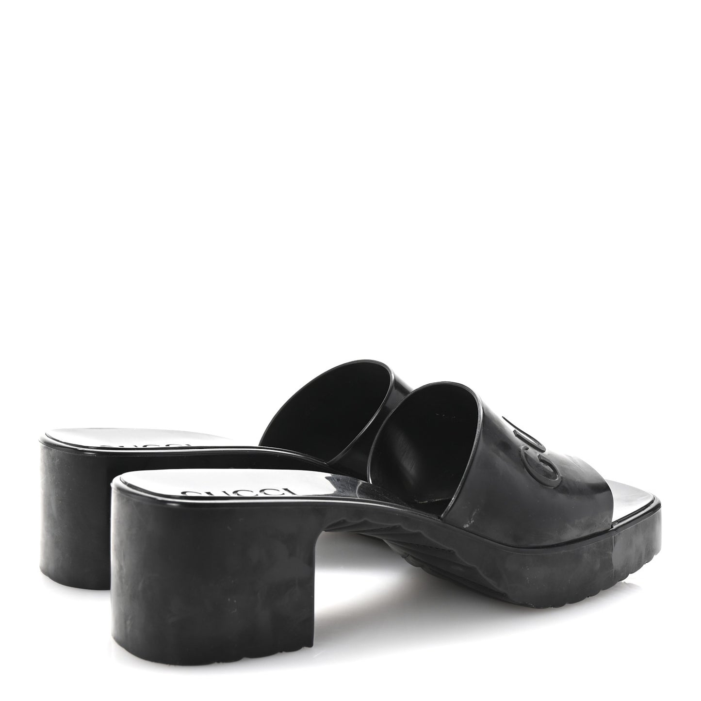 Rubber Gucci Logo Womens Platform 20/60mm Slide Sandals 37 Black