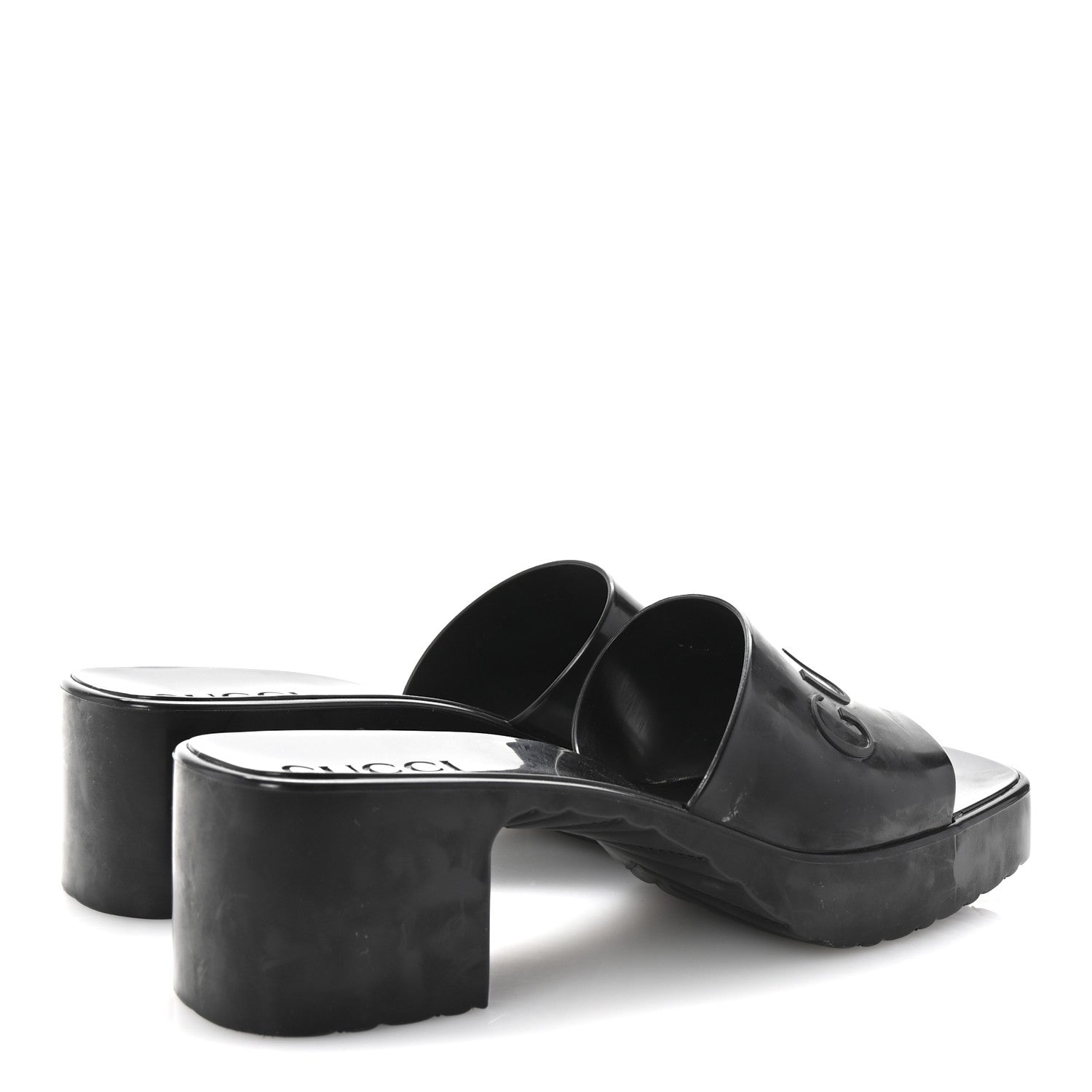 Gucci Rubber Gucci Logo Womens Platform 20/60mm Slide Sandals 37 Black 5 of 9