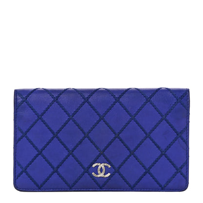 Chanel Calfskin Stitched Fancy CC Yen Wallet Blue 1 of 12