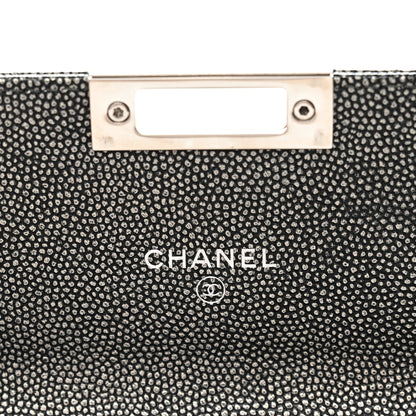 Chanel Metallic Caviar Quilted Large Golden Class Gusset Flap Wallet Dark Grey 6 of 16
