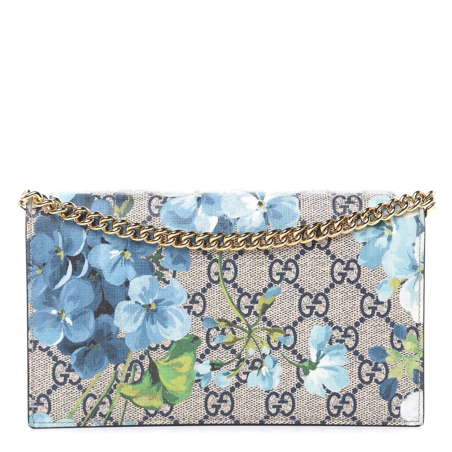 Gucci GG Supreme Monogram Blooms Chain Wallet Blue 1 of 10
