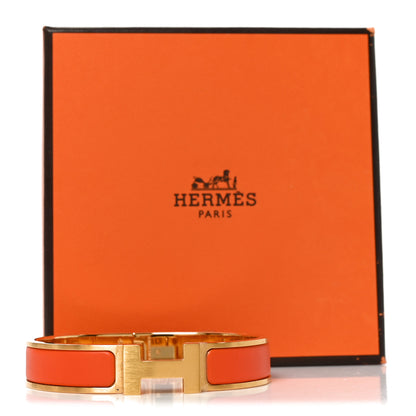 Hermes Matte Enamel Narrow Clic Clac HH Bracelet T4 Orange 5 of 5
