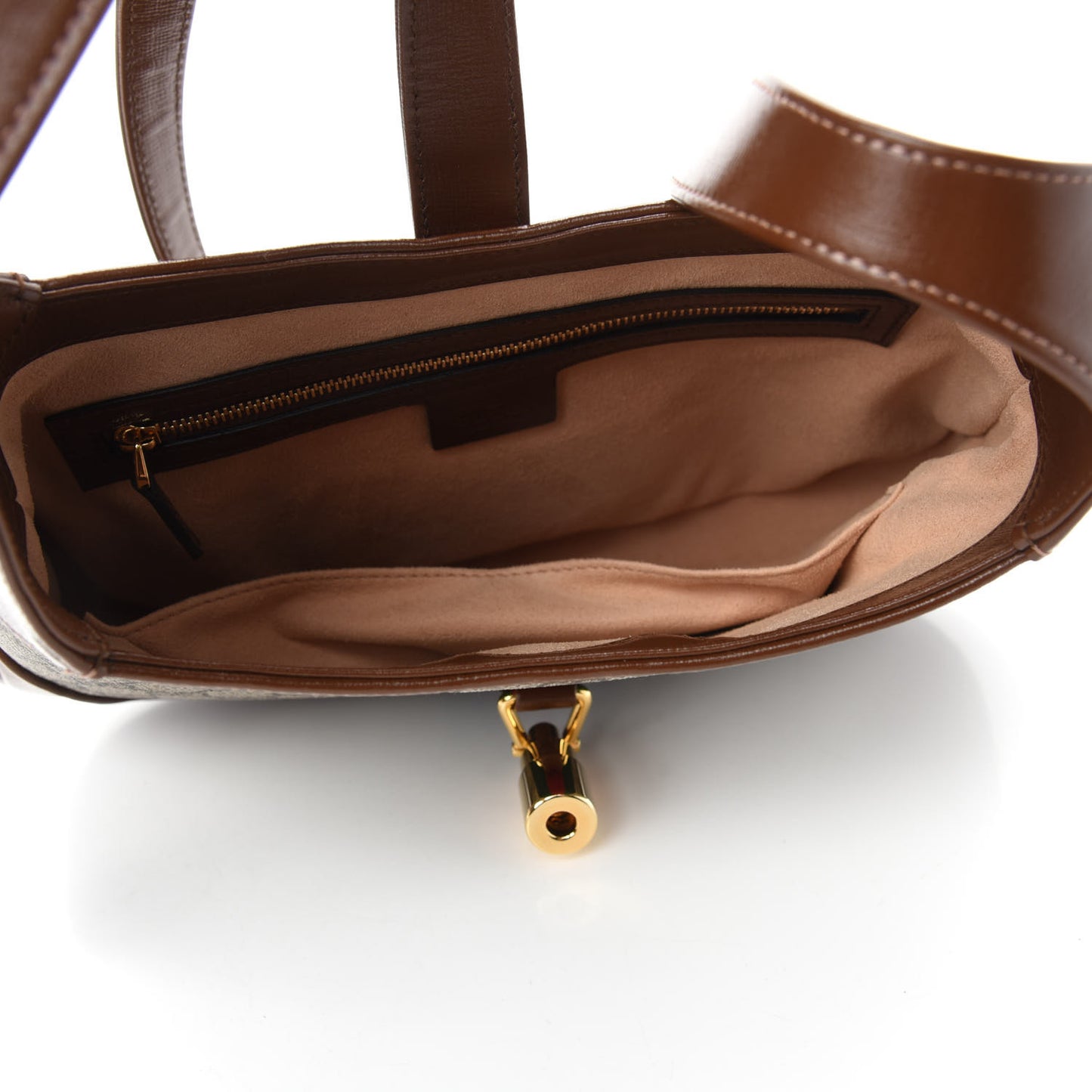 GG Supreme Monogram Azalea Calfskin Web Small Jackie 1961 Hobo Beige Ebony Brown Sugar