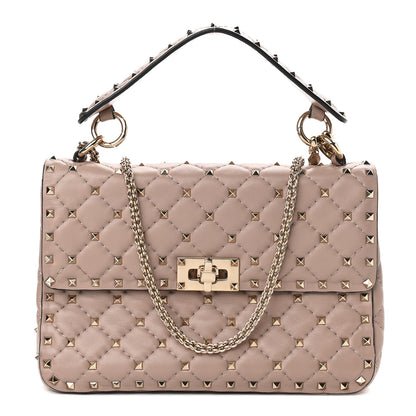 Valentino Garavani Lambskin Medium Rockstud Spike Shoulder Bag Poudre 1 of 8