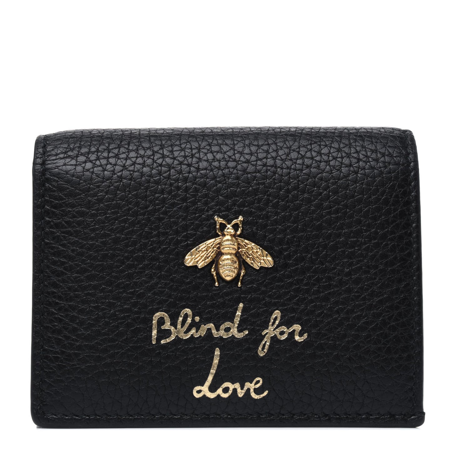 Pebbled Calfskin Animalier Card Case Black
