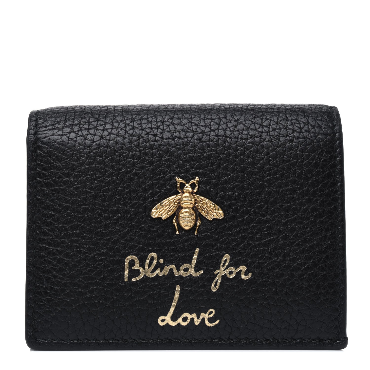 Gucci Pebbled Calfskin Animalier Card Case Black 1 of 4