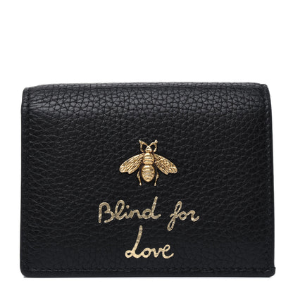 Gucci Pebbled Calfskin Animalier Card Case Black 1 of 4