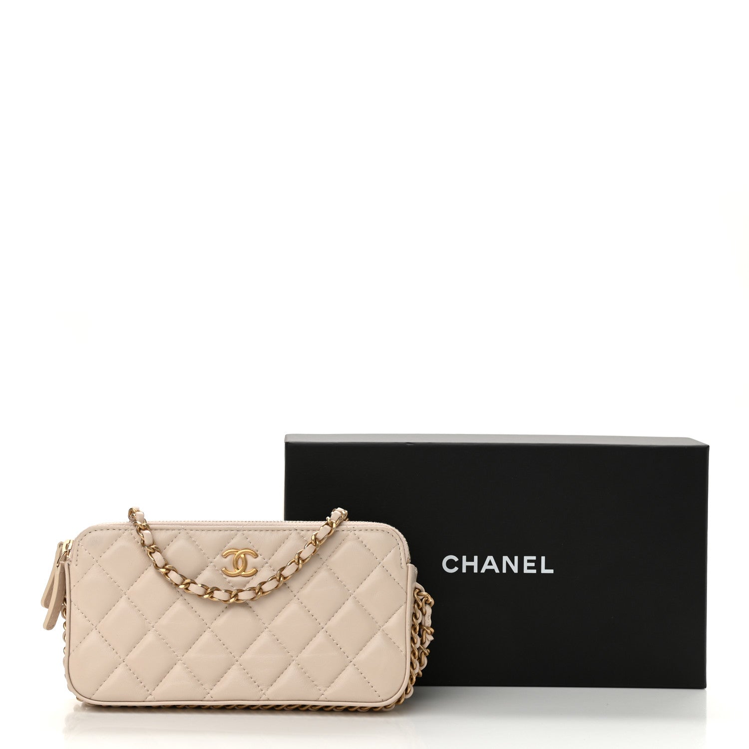 Chanel Lambskin Quilted Small Clutch With Chain Off White 13 of 13