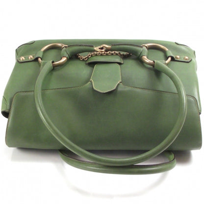 Gucci Leather Large Horsebit Flap Tote Hobo Bag Green 6 of 10
