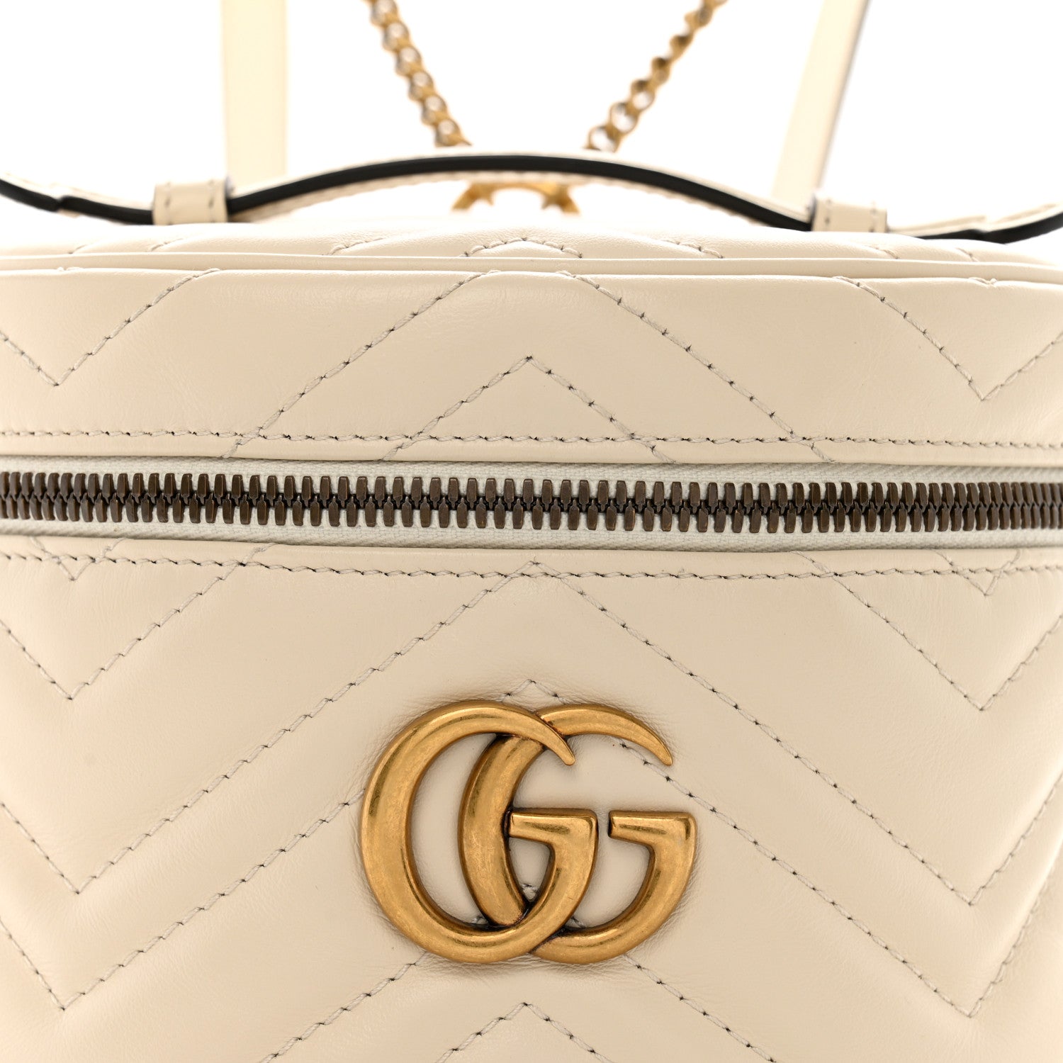 Gucci Calfskin Matelasse Mini GG Marmont Round Backpack White 8 of 12