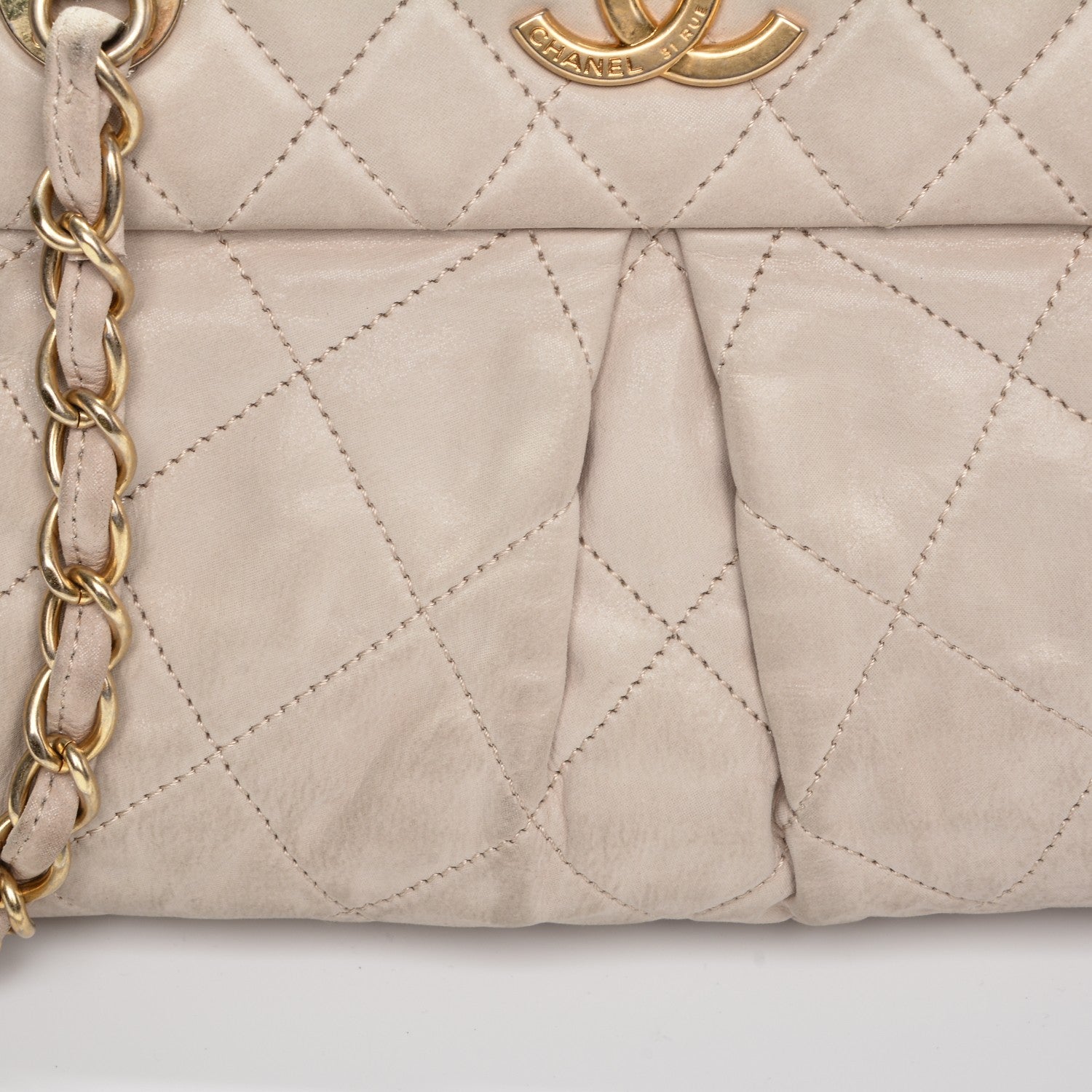 Chanel Iridescent Calfskin Chic Quilt Bowling Bag White 8 of 15