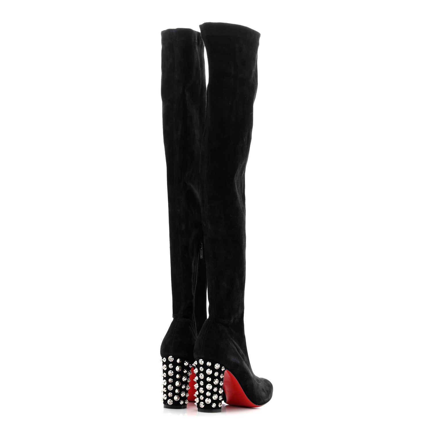 Christian Louboutin Veau Velours Spiked Study Stretch 85 Over The Knee Boots 35.5 Black 4 of 7