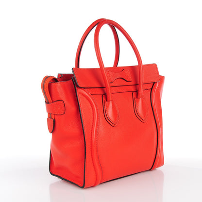 Celine Drummed Calfskin Micro Luggage Vermillion 3 of 8