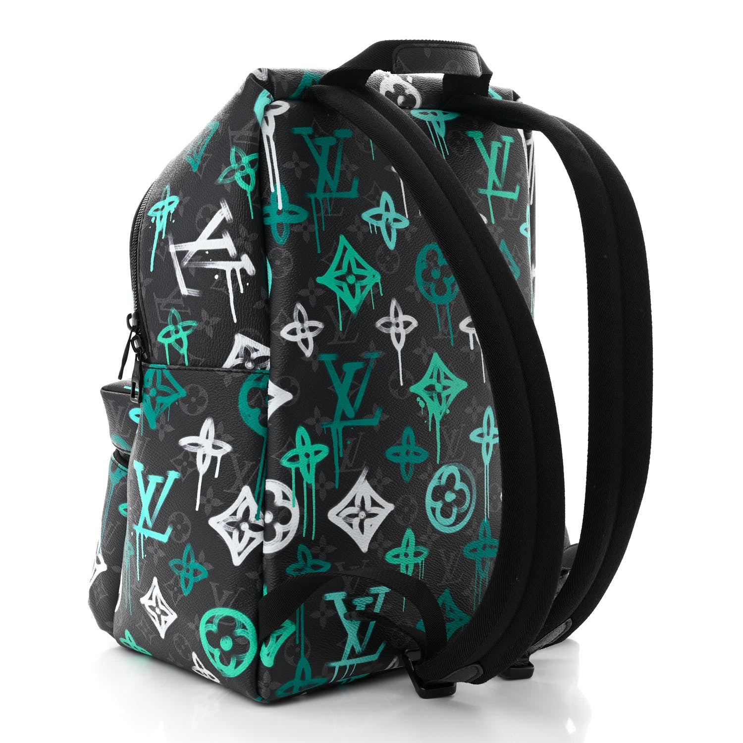 Louis Vuitton Monogram Eclipse LV Graffiti Discovery Backpack Green Lights 3 of 10