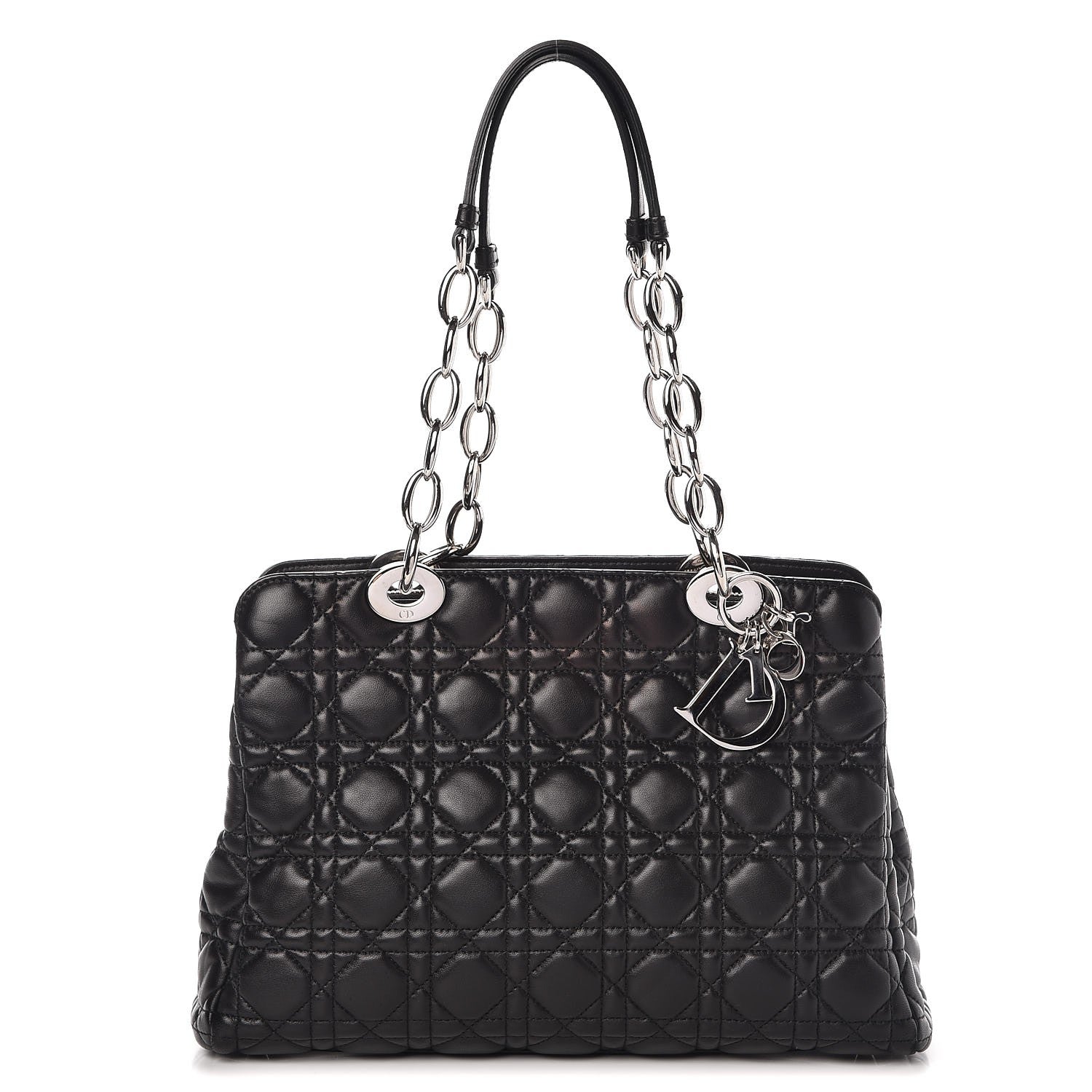 Christian Dior Lambskin Cannage Small Dior Soft Zipped Shopping Tote Black 1 of 7
