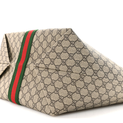 Gucci GG Supreme Monogram Calfskin Web Large Ophidia Tote Beige Dark Brown 10 of 10