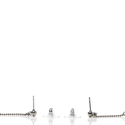Chanel Baguette Crystal CC Drop Earrings Silver 3 of 5