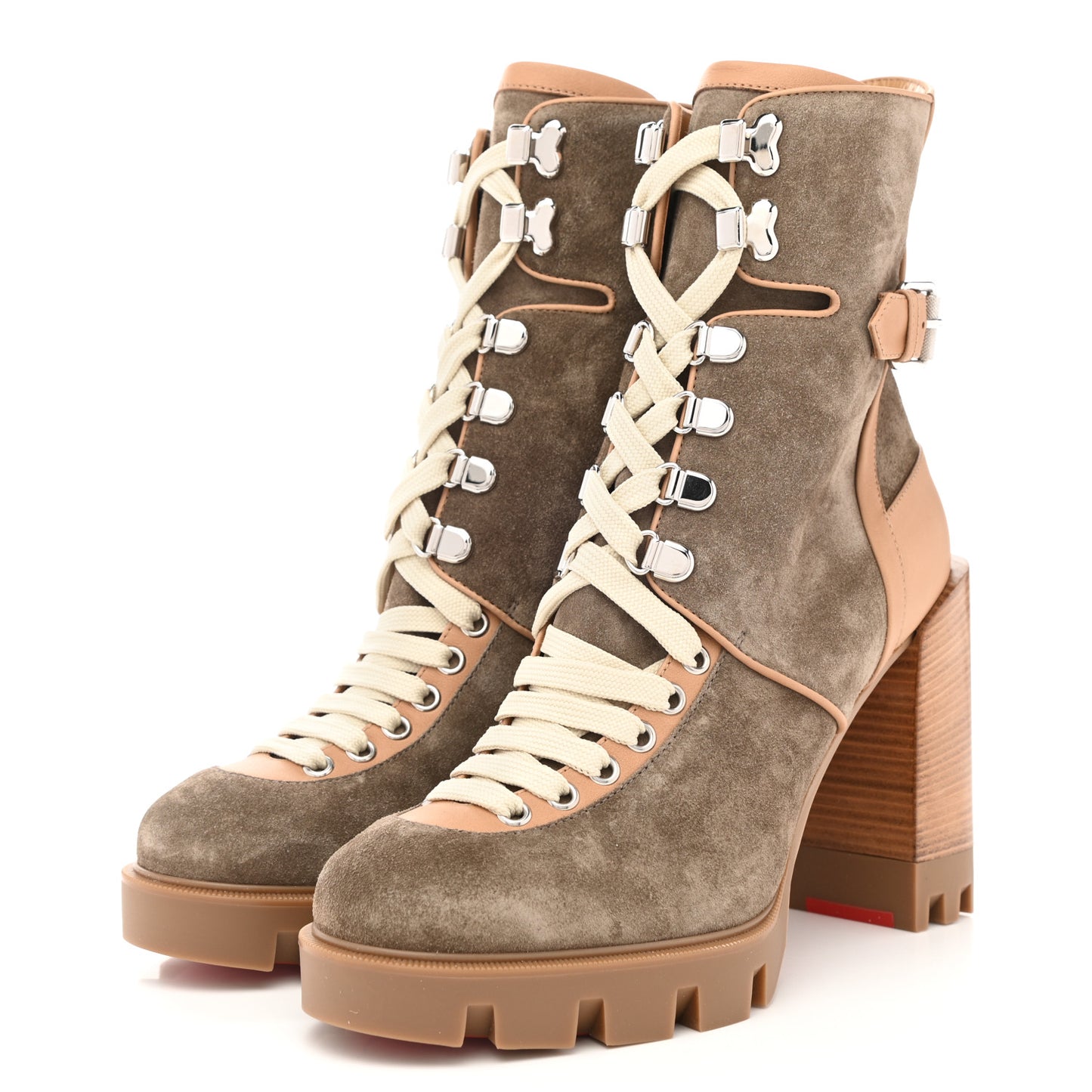 Suede Calfskin Macademia 100 Biker Platform Boots 40.5 Silex Light Cuir Dark Beige