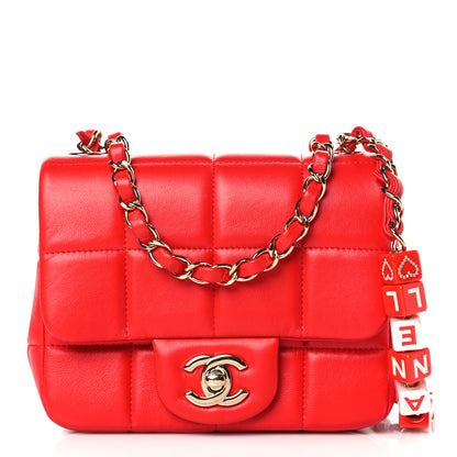 Chanel Lambskin Resin Crystal Square Quilted Monacoco Mini Flap Red 1 of 9