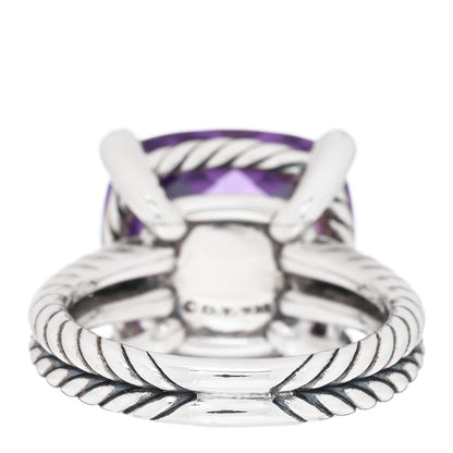 David Yurman Sterling Silver Diamond Amethyst 14mm Chatelaine Ring 52 6 3 of 4