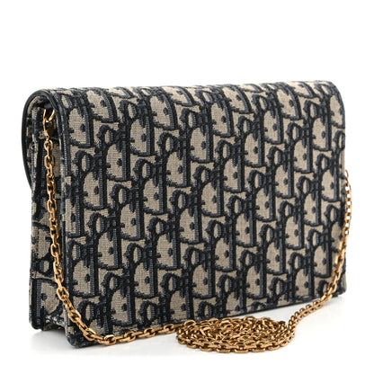Christian Dior Oblique Saddle Chain Pouch Blue 3 of 10