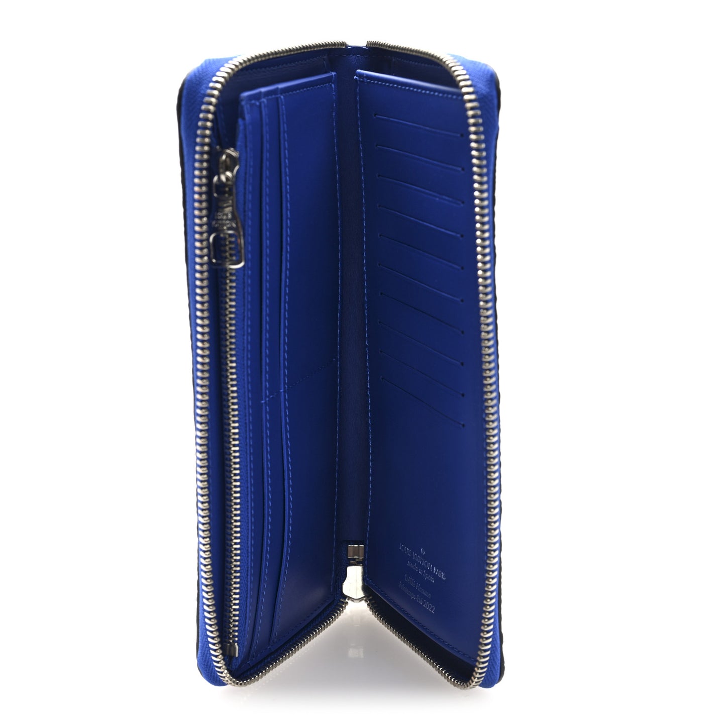 Taurillon Illusion Zippy Vertical Wallet Bleu Rose