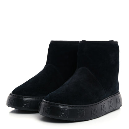 Gucci Suede Wool Womens Prestige Booties 36 Black Butterscotch 3 of 9