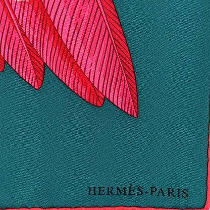 Hermes Silk Toucans De Paradis Scarf 90 Vert Fuchsia Rouge 2 of 3