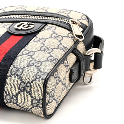 Gucci GG Supreme Monogram Textured Calfskin Web Mini Ophidia Messenger Beige Blue 10 of 10