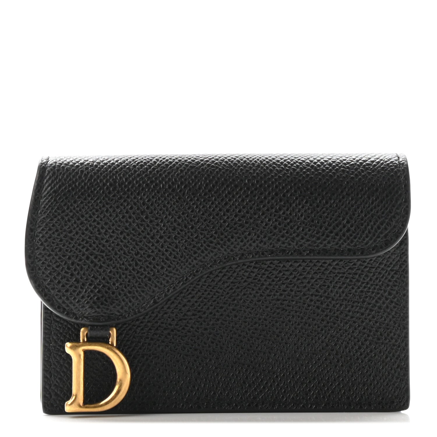 Christian Dior Grained Calfskin Saddle Card Holder Black 1 of 7