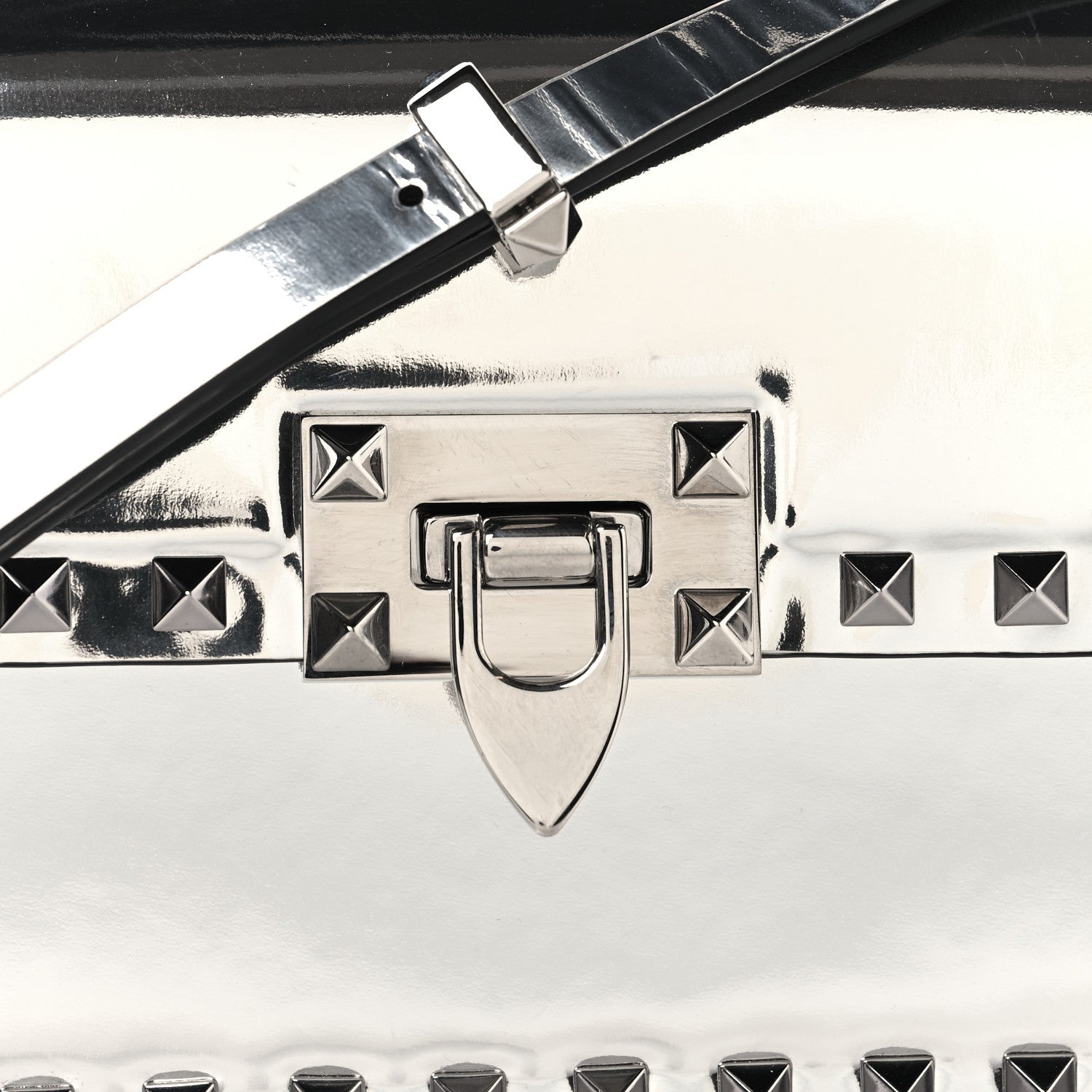 Valentino Garavani Mirror Calfskin Small Rockstud23 Shoulder Bag Silver 7 of 9