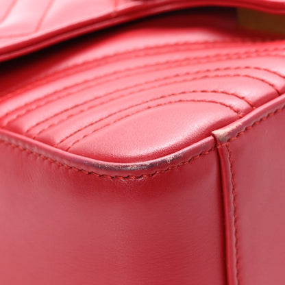 Gucci Calfskin Matelasse Mini GG Marmont Top Handle Shoulder Bag Hibiscus Red 9 of 13