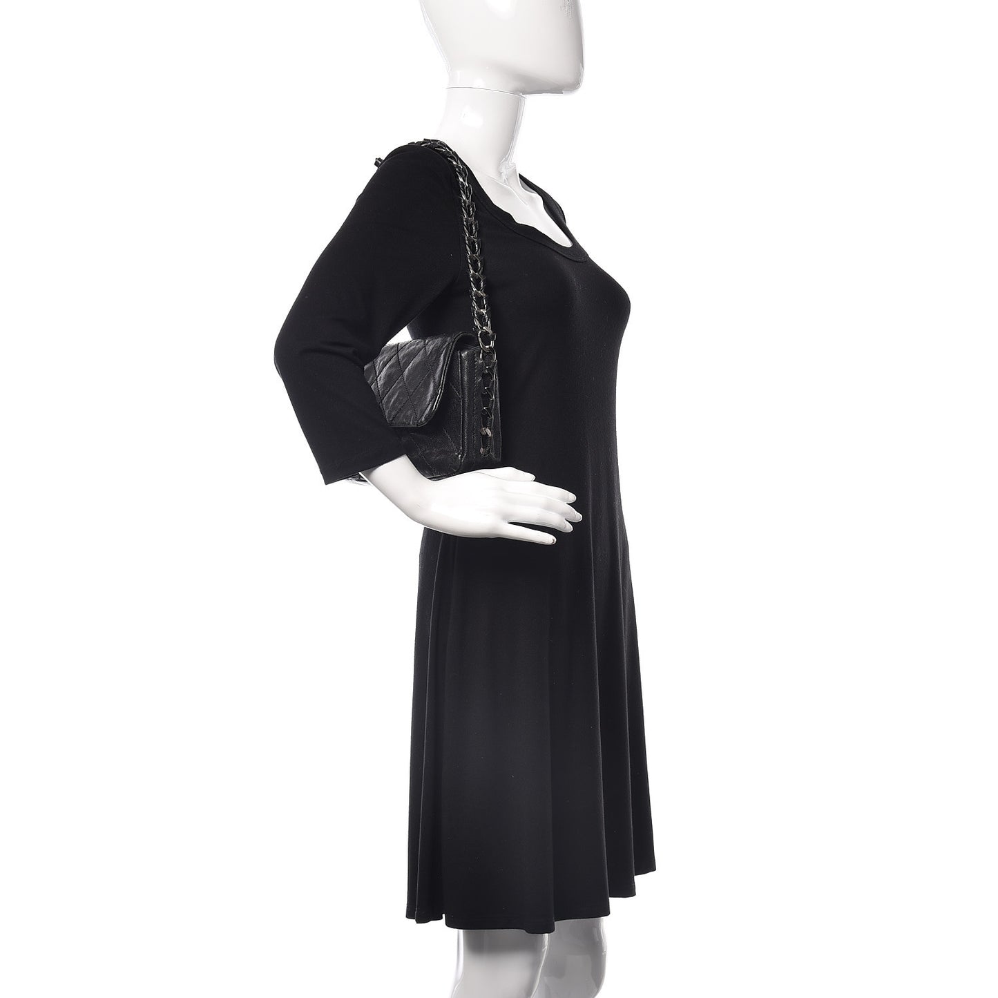 Glazed Caviar Quilted Modern Chain Flap Black