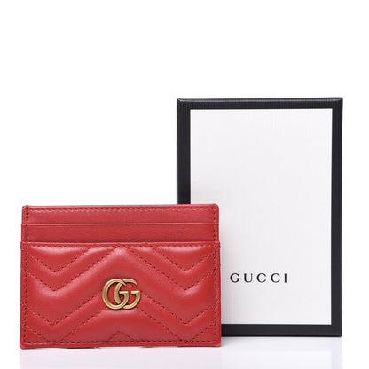 Gucci Calfskin Matelasse GG Marmont Card Holder Hibiscus Red 8 of 8