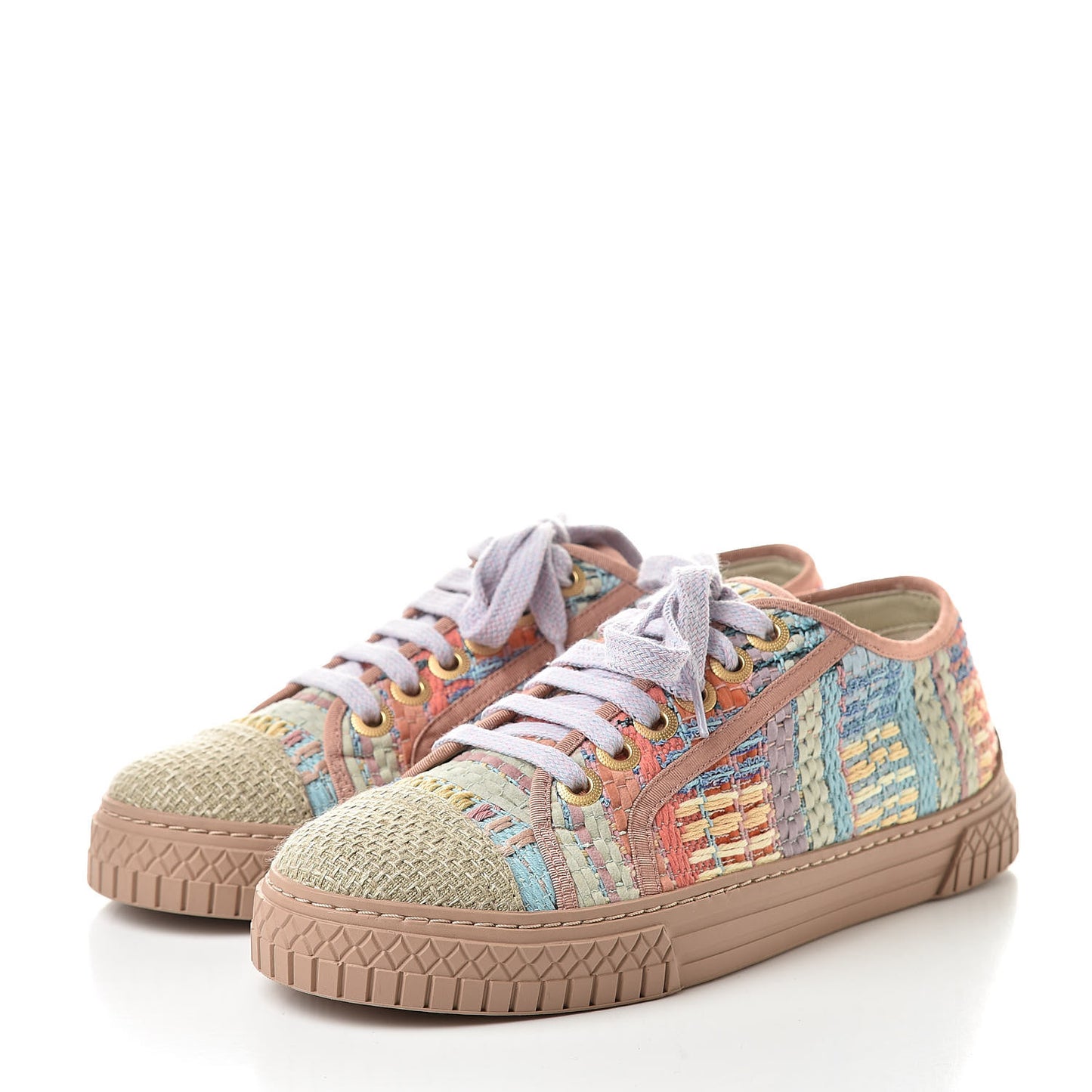 Tweed Low Top Sneakers 35 Multicolor Beige