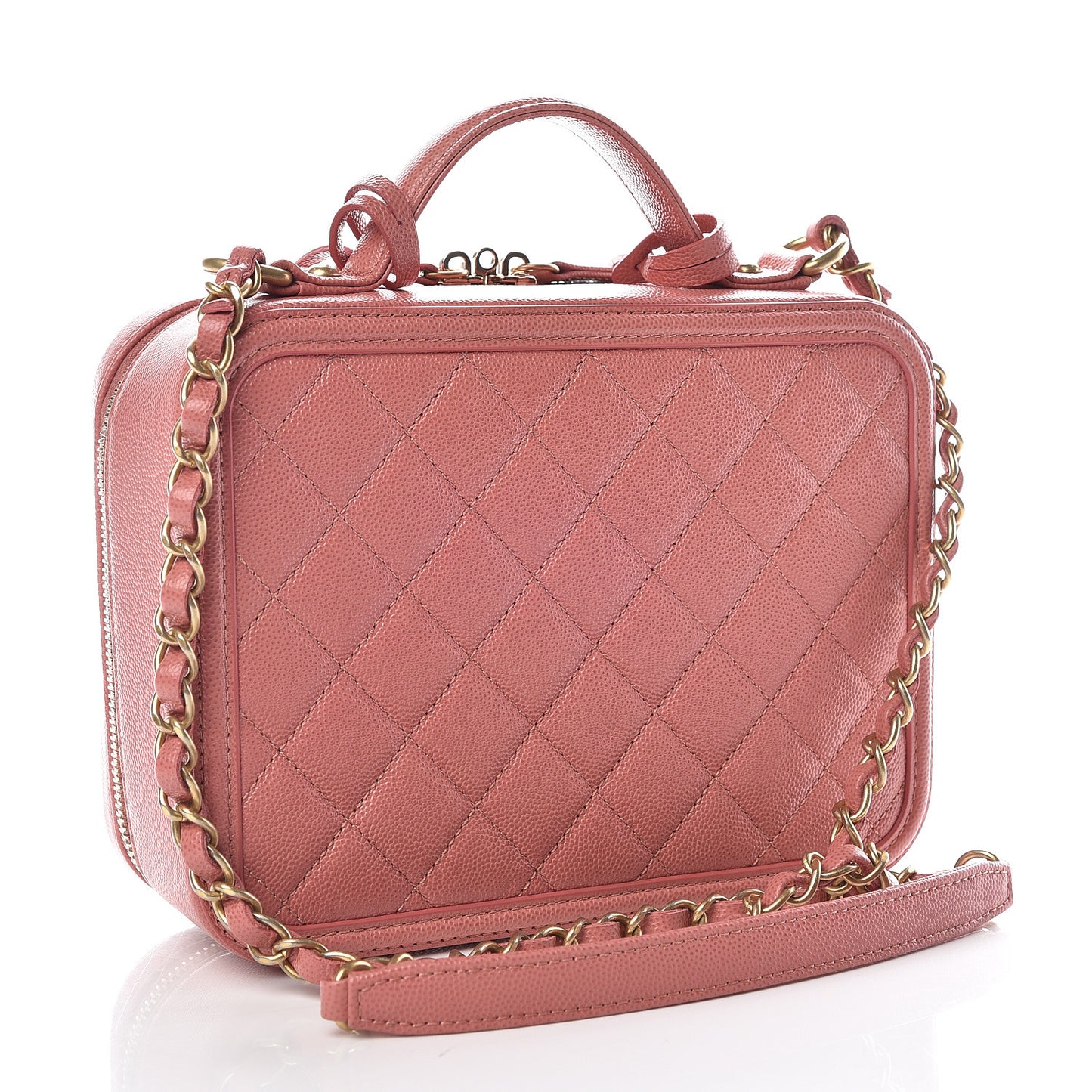 Caviar Quilted Medium CC Filigree Vanity Case Pink