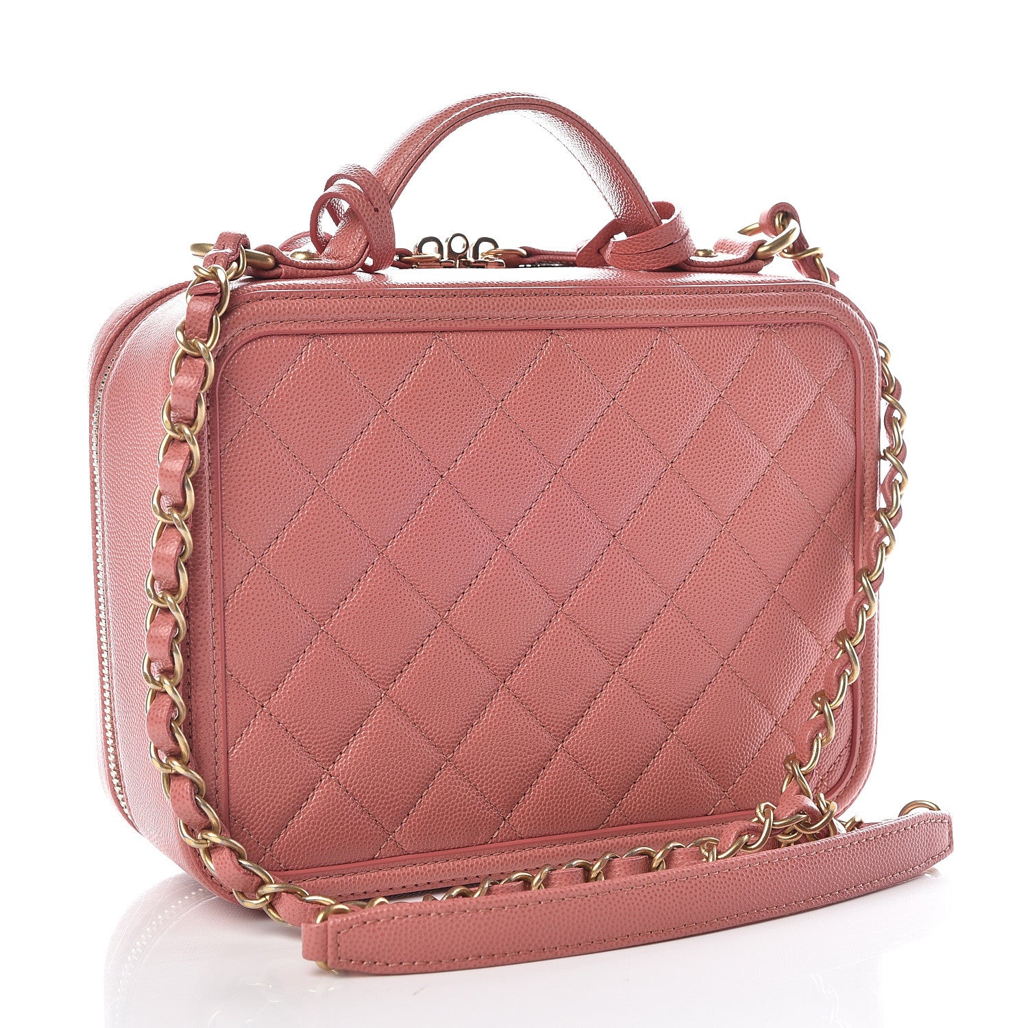 Chanel Caviar Quilted Medium CC Filigree Vanity Case Pink 3 of 10