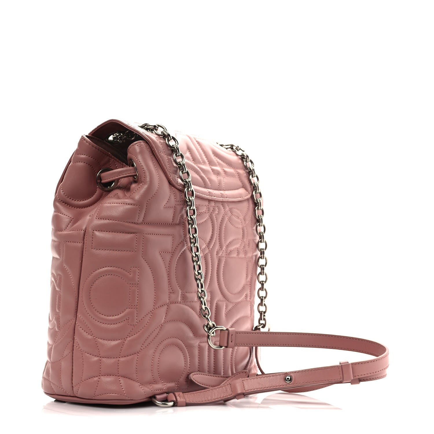 Salvatore Ferragamo Calfskin Quilted Gancini Backpack Antique Rose 2 of 10