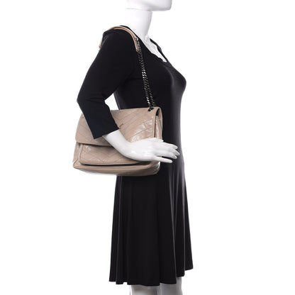 Saint Laurent Crinkled Calfskin Matelasse Monogram Medium Niki Chain Satchel Light Natural 2 of 9