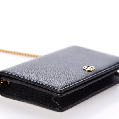 Gucci Calfskin Mini GG Marmont Chain Wallet Black 8 of 9