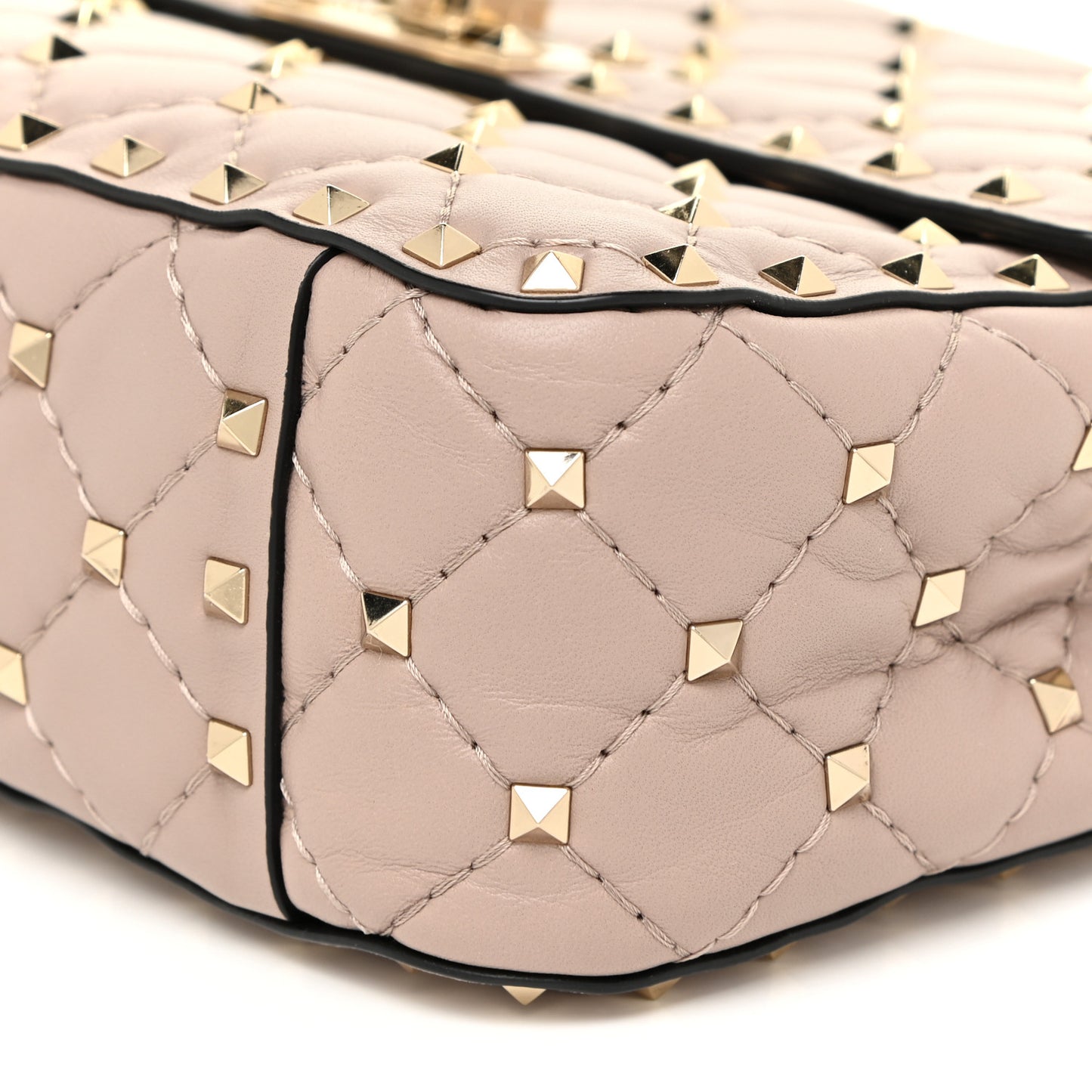 Lambskin Medium Rockstud Spike Shoulder Bag Poudre