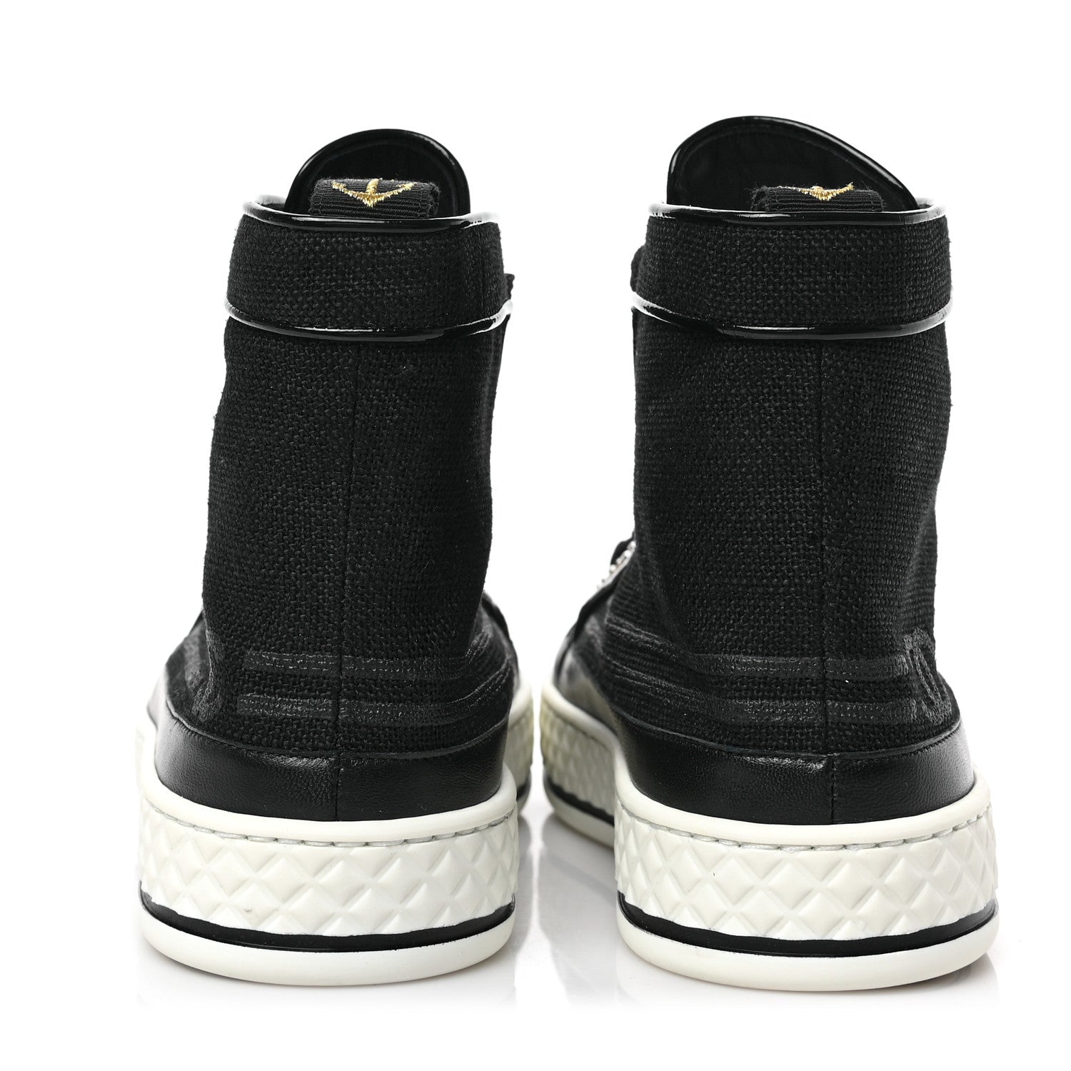 Chanel Fabric Lambskin Lace Up Cap Toe Sneakers 36.5 Black 4 of 8