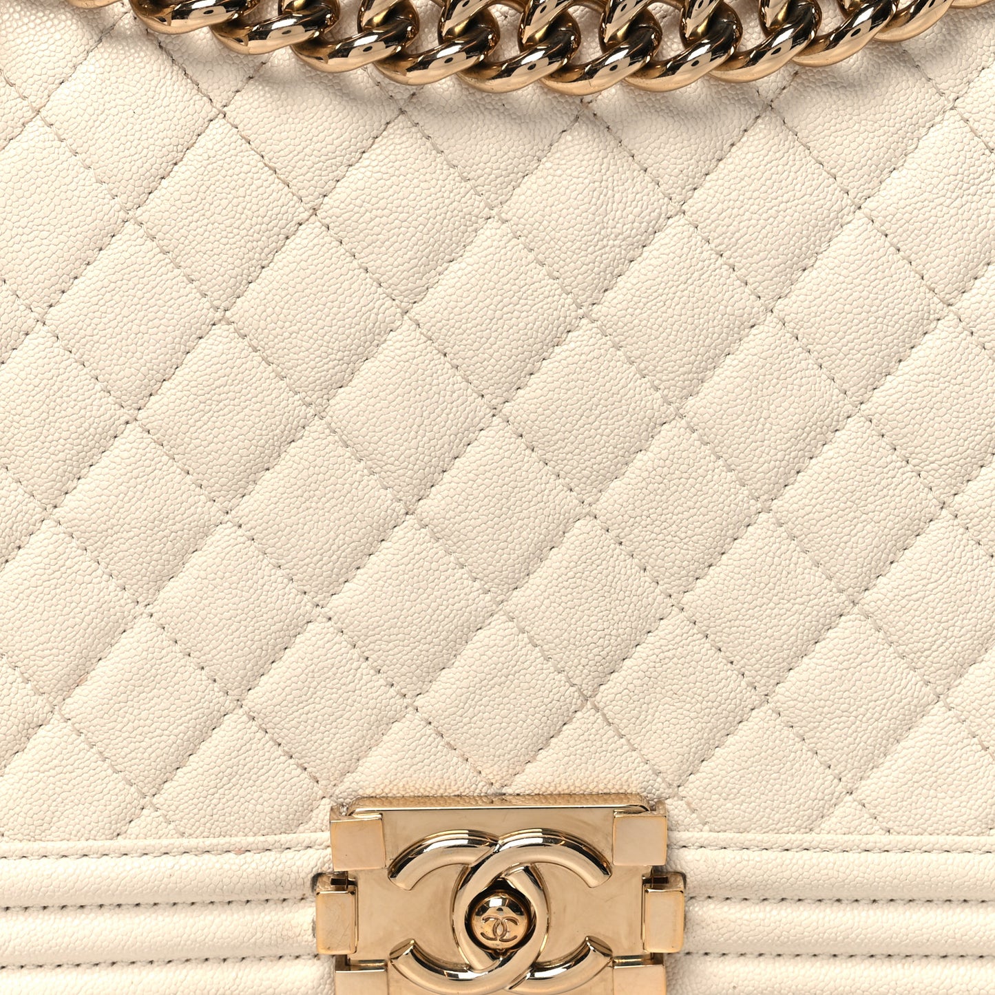 Caviar Quilted New Medium Boy Flap White
